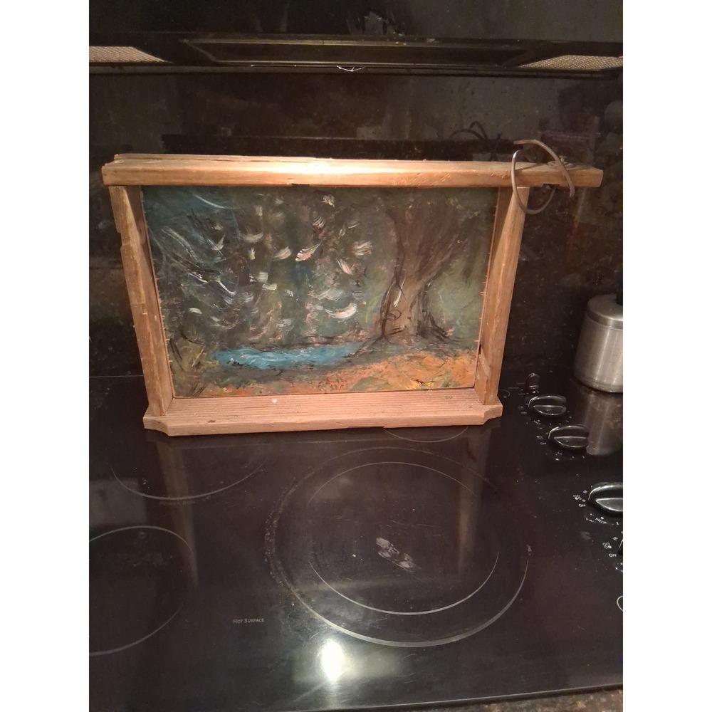 Original Expressionist Forest Painting 21" Reclaimed Wood Shadow‎ Box JTC
